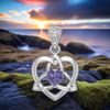 Keltské srdce s ametystem, stříbrný přívěsek