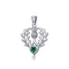 Scottish Thistle Silver Pendant With Emerald Glass