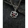 Celtic Heart with Garnet Silver Pendant