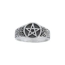 MAGICKÝ PRSTEN, pentagram, stříbro 925
