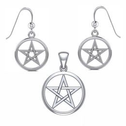 Stříbrný pentagram - přívěsek a náušnice