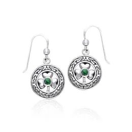 Celtic Sterling Silver Earrings with Shamrock