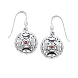 Fire Moon Pentacle Silver Earrings