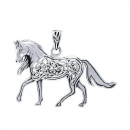 HORSE with Celtic Knotwork Silver Pendant