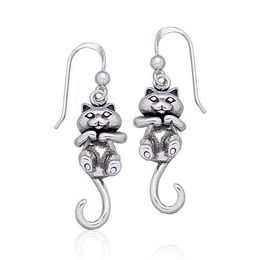 Moveable Kitten Silver Earrings