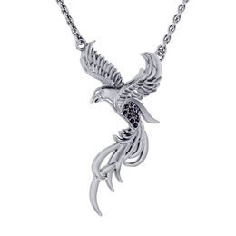 Fénix temnoty – stříbrný náhrdelník s černými zirkony