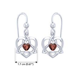 Keltská srdce s ametystem, stříbrné náušnice