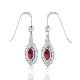Silver Earrings With Faceted Garnet