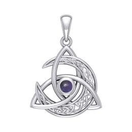 Celtic Crescent Moon Silver Pendant