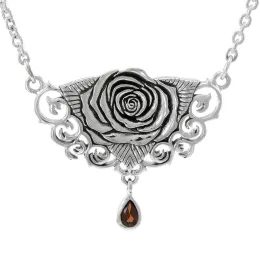 Sacred Rose Sterling Silver Necklace with Garnet