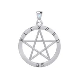Blessed Be Pentacle Pentagram Silver Pendant
