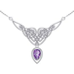 Ametystové pouto Keltů - stříbrný keltský náhrdelník