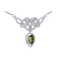 SILVER NECKLACE WITH MODLAVITE, silver necklace