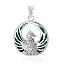 FÉNIX, stříbrný talisman s malachity