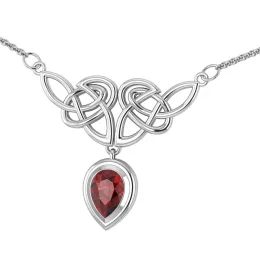 Violetta Celtic Silver Necklace With Garnet