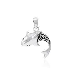 Shark Silver Pendant In Celtic Style