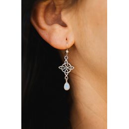 Keltské stříbrné náušnice s měsíčním kamenem