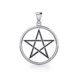 Pentagram v kruhu stříbrný přívěsek