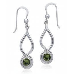 Věčná spirála - stříbrné náušnice s broušeným vltavínem