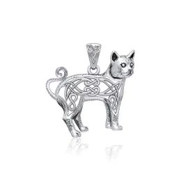 Knotted Cat Silver Pendant