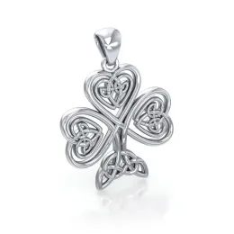 Celtic Knotwork Shamrock Sterling Silver Pendant