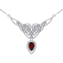 Granátové srdce - stříbrný keltský náhrdelník