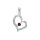 Elegant Heart with Ruby and Zircons Silver pendant