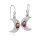 Silver Crescent Moon Earrings With Garnet