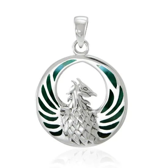 FÉNIX, stříbrný talisman s malachity
