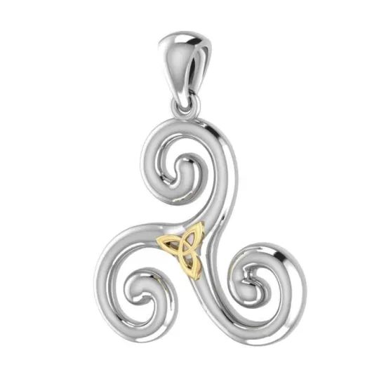 Silver Triskell With Gold Plated Triquetra