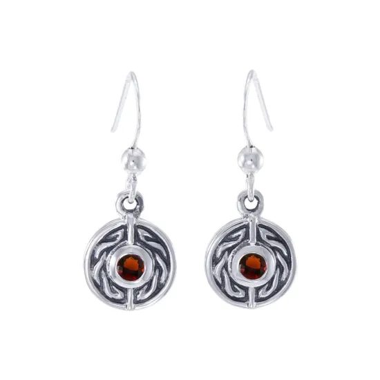 Red Eyes Celtic Silver Earrings