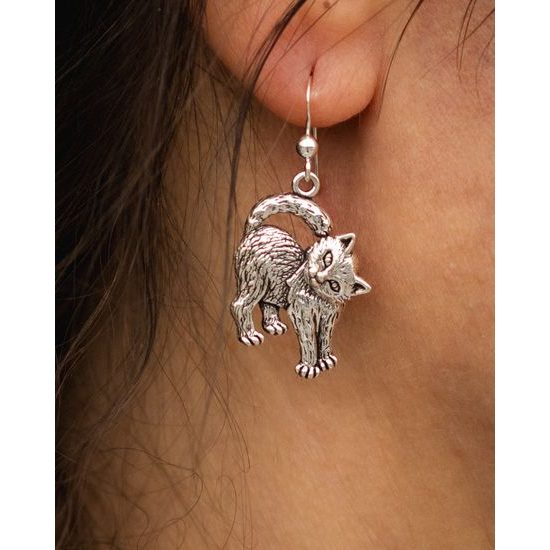 KOČKA, stříbrné náušnice, Ag 925