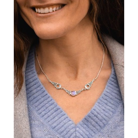 MĚSÍČNÍ FÁZE, stříbrný náhrdelník, měsíční kámen