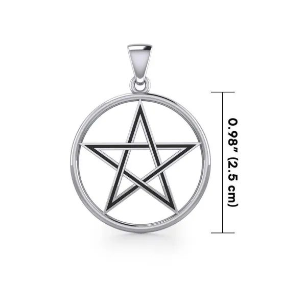 Pentagram v kruhu stříbrný přívěsek