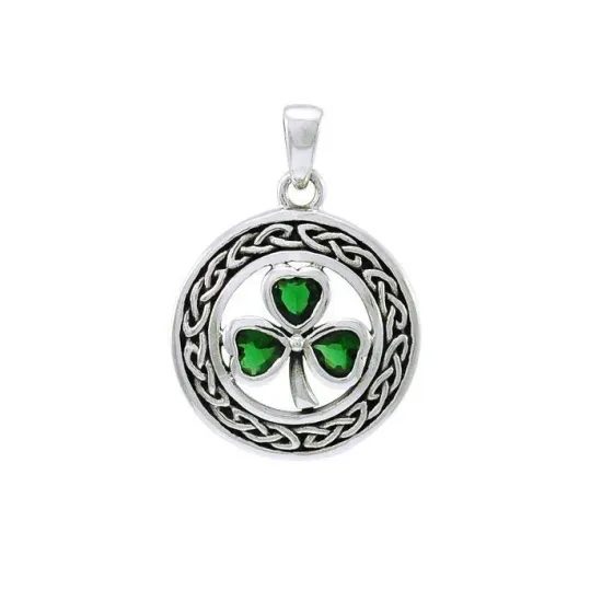 Celtic Silver Pendant with Shamrock