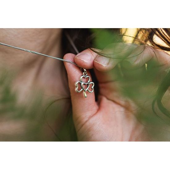 Srdcový trojlístek stříbrný přívěsek