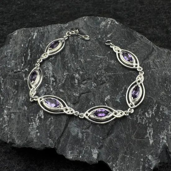 NÁRAMEK S BROUŠENÝMI AMETYSTY, de luxe, Ag 925