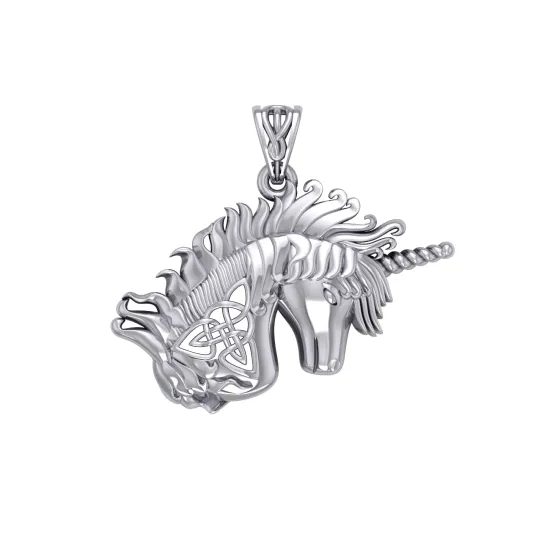 Celtic Unicorn Silver Pendant