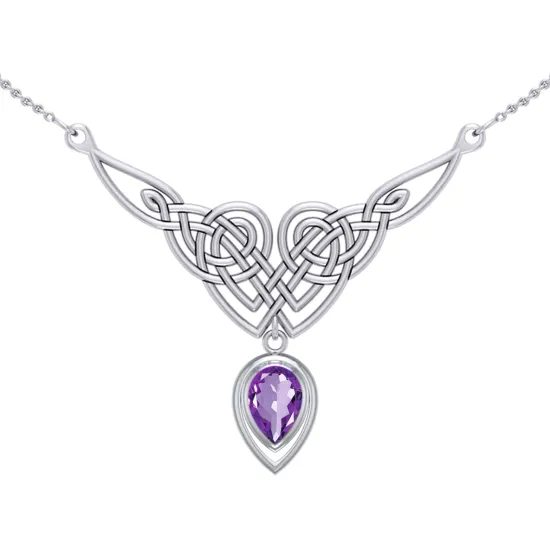 Ametystové pouto Keltů - stříbrný keltský náhrdelník