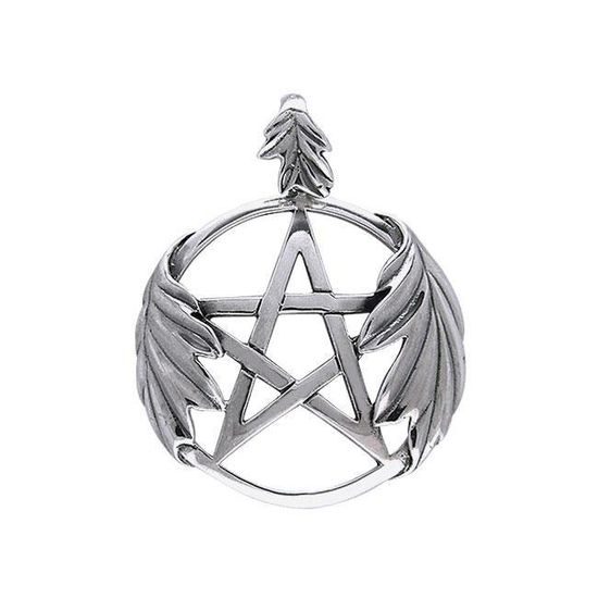 PENTAGRAM V DUBOVÉM LISTÍ. stříbrný přívěsek