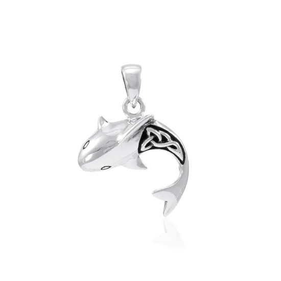 Shark Silver Pendant In Celtic Style