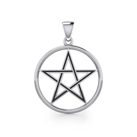 Pentagram v kruhu stříbrný přívěsek
