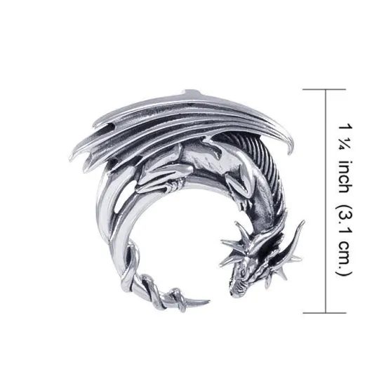 Moon Dragon Silver Pendant
