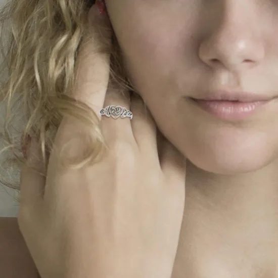 Keltské srdce stříbrný prsten