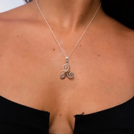Silver Triskell With Gold Plated Triquetra
