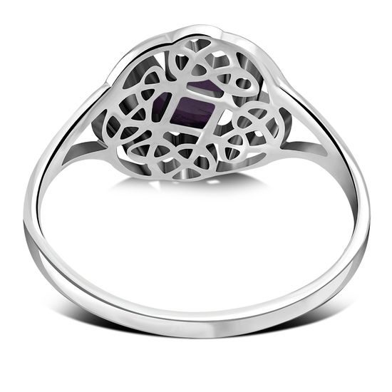 Ametystová triquetra - stříbrný keltský prsten