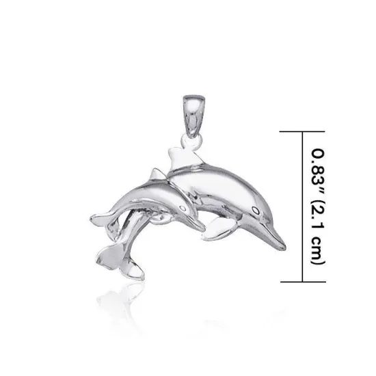 Dolphin Family Sterling Silver Pendant