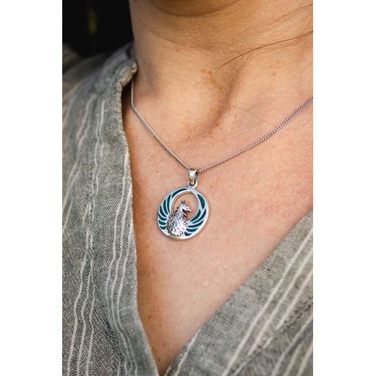 FÉNIX, stříbrný talisman s malachity