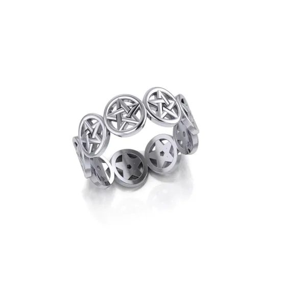 Silver Pentagram Pentacle Ring