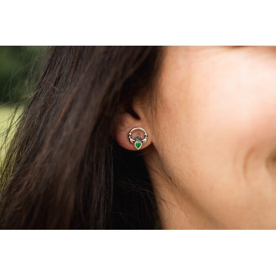 Irské Claddagh stříbrné náušnice